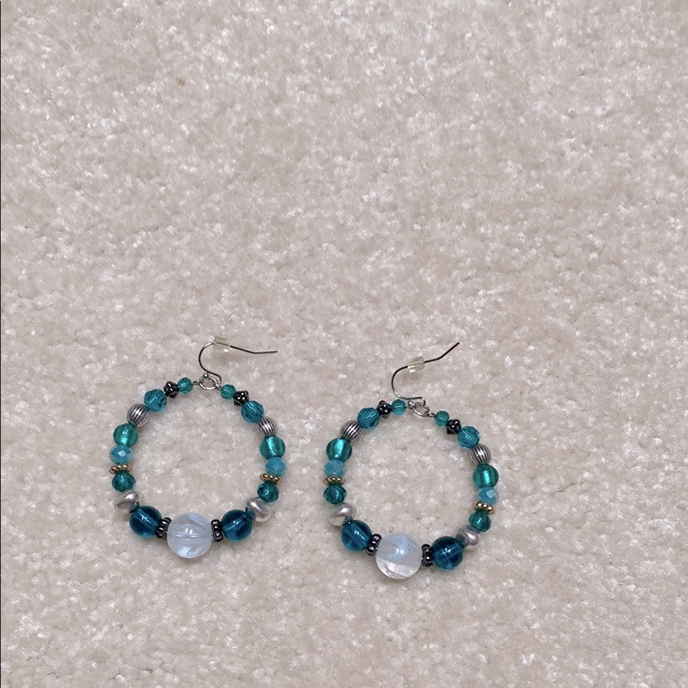 Blue Beaded Earrings with Elegant Design